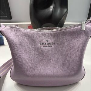 kate spade Lavender Pebbled Leather Crossbody with Striped Strap